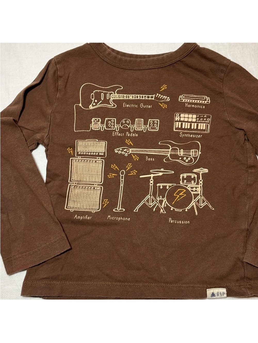3T GAP Kids Brown Music Graphic Long-Sleeve Tee